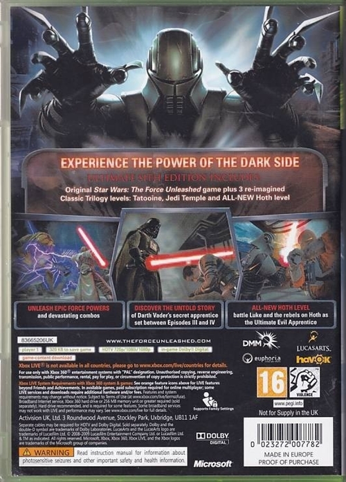 Star Wars The Force Unleashed Ultimate Sith Edition - XBOX 360 (B Grade) 